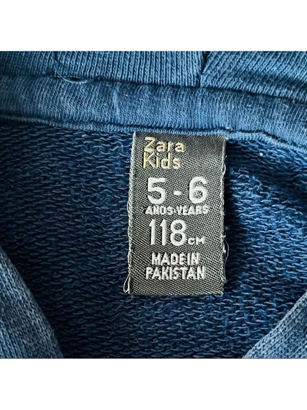 𝅺zara Kids blue hoodie size 5-6 years (118 cm) embroidered skate and street - Picture 6 of 7